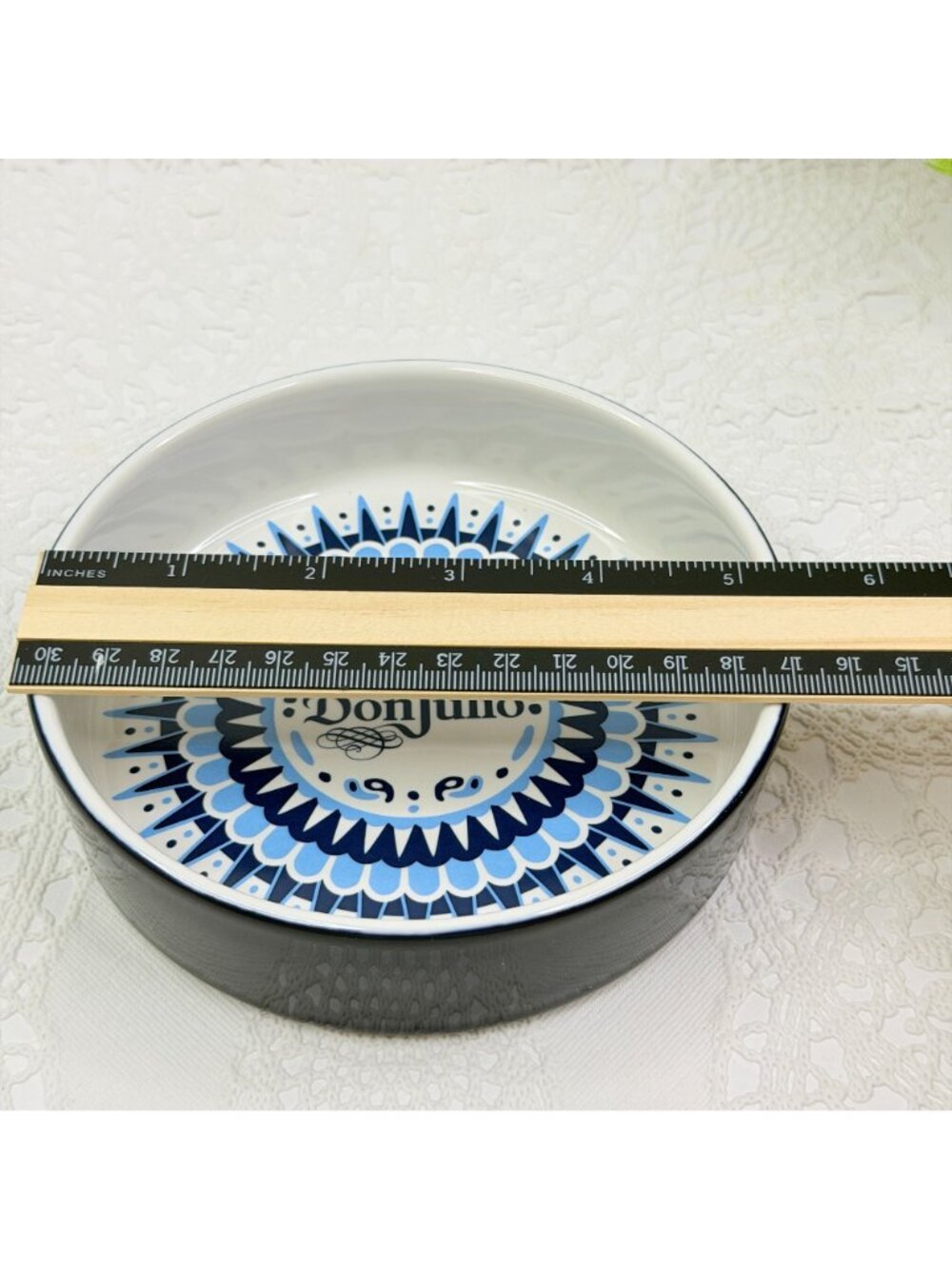 Don Julio 1942 Tequila Salt Rimmer Dish w/Lid Blue White Aztec Design 5.5" Bar - Picture 8 of 10
